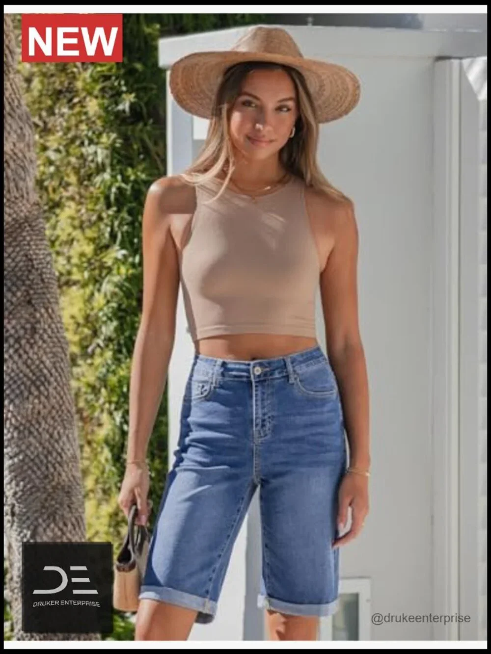 High Waisted Bermuda Jean Shorts 12